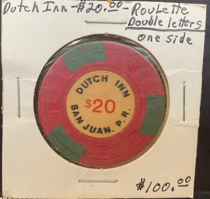 Puerto Rico, San Juan, DUTCH INN Casino Chip, $20.00 - Picture 1 of 4