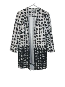 Blazer donna lungo aperto Kasper nero bianco grigio taglia 6 - Foto 1 di 4