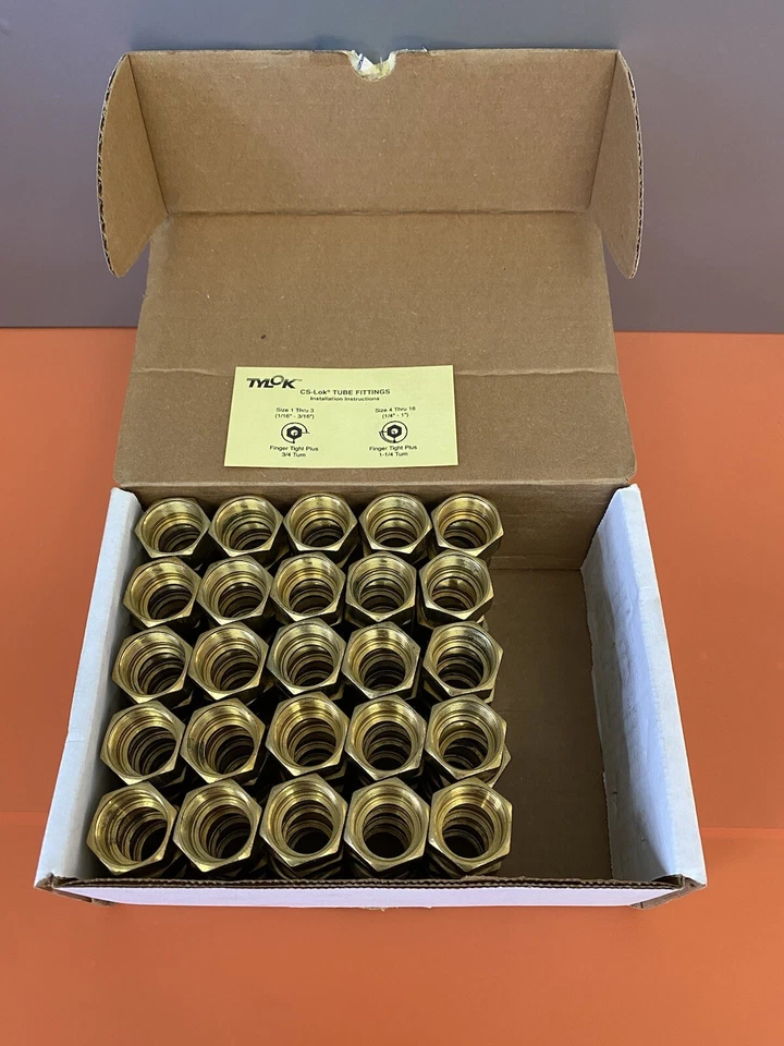 Tylok B-DN-12 Double Ferrule Tube Nut, 3/4” Brass Qty 100  - Image 1 of 4