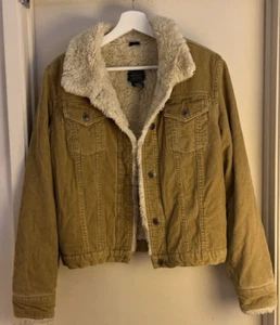 Arizona Jeans Co KIDS Large Jacket Brown Corduroy Sherpa Button Down Pockets - Picture 1 of 15