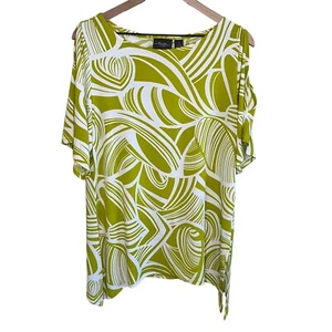 Top Chico's Travelers Talla 1 (M) Chartreuse Estampado Abstracto Hombro Frío Elástico - Imagen 1 de 11