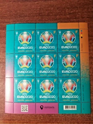 Ucrania 2021 Deporte, Fútbol, Fútbol, UEFA, Eurocopa 2020 MNH. Hoja completa Foto 1 de 4