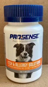 New / Sealed Pro-Sense Itch & Allergy Solutions Dog Antihistamine 100ct Exp 5/26 - Picture 1 of 5