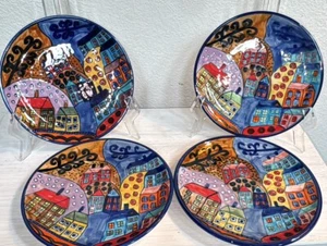Vintage Handpainted Gall and Zick Plates Set of 4, 8.5” Made in India - Picture 1 of 8