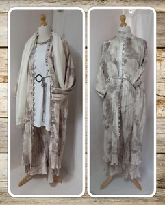 BNWT, LAGENLOOK, MOCHA, FINE-PLEAT, 2-PIECE - TROUSERS & SHIRT-DRESS by LAYERS - Picture 1 of 24