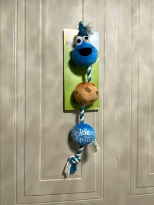 Sesame Street Cookie Monster Pet Dog Toy Rope Plush with 3 Squeakers w/  Cookie - Image 1 of 4