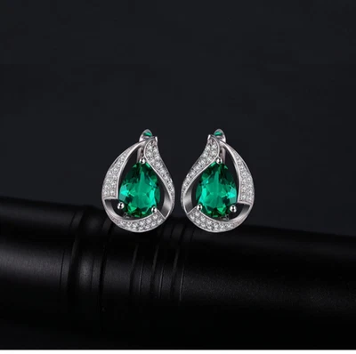 Smaragd Ohrstecker 3,48ct VVS1 Russischer Smaragd, 925 Sterlingsilber - Bild 1 von 4