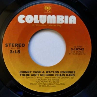 Johnny Cash & Waylon Jennings - There Ain't No Good Chain Gang  1978 LP 3-10742 - Image 1 of 4