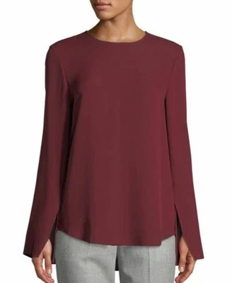 Blusa Theory Bringam manga longa 100% seda gola redonda amoreira profunda tamanho P nova com etiquetas - Imagem 1 de 4