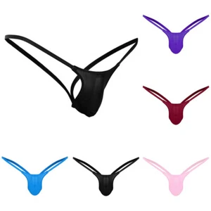 Mens Open Back Underpants Low Rise Briefs Solid Sexy G-string Thong Underwear K - Picture 1 of 16