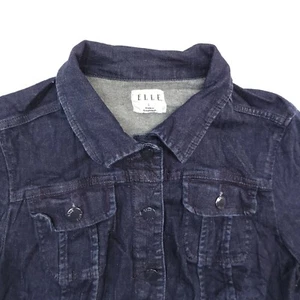 Elle Casual Button Up Long Sleeve Denim Jean Jacket Womens Size L Blue - Picture 1 of 10