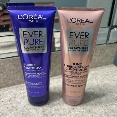 2x L'Oreal Paris Ever Pure Sulfate Free Purple Shampoo & Conditioner 6.8 Fl Oz - Image 1 of 3
