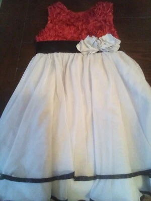 Vestido RareEditions S6 blanco sin mangas rojo top negro cinta dobladillo forrado cierre de cremallera Foto 1 de 4