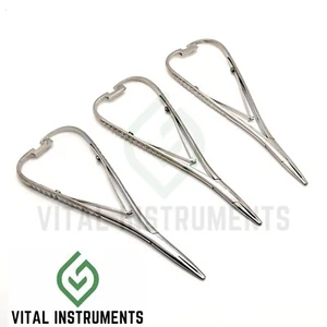 3 Soporte de aguja dental Mathieu media punta doble resorte instrumento de acero inoxidable - Imagen 1 de 4