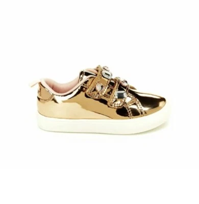 Zapatilla deportiva Carter's Girl’s Toddler Perrie Red Metal/Dorado Corazones talla 4, 5, 7, 8 nueva Foto 1 de 4