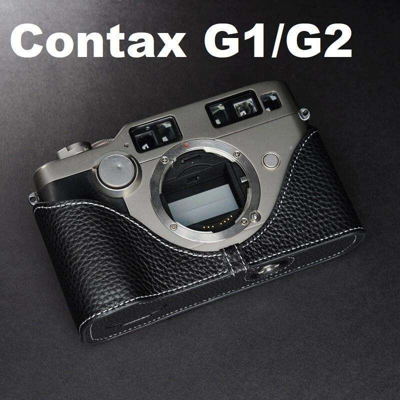 Real Black Leather Camera Case Half Pouch + Hand Strap for Contax G2 G1 - Image 1 of 1