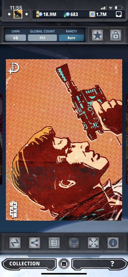 Topps Star Wars Digital Card Trader Retro Print 1 Han Solo Insert Award - Image 1 of 1
