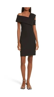 Funda elástica de lana de buceo con recorte al hombro asimétrico negra HELMUT LANG talla 2 Foto 1 de 4