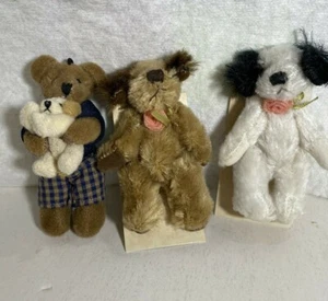 3 Russ Mobears & Friends Mini Dogs Bear Jointed Mohair Grimsby Frimley Boyd Bea - Picture 1 of 10