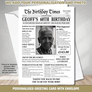 1965 60th Personalised PHOTO UK Facts Birthday Back in the year Born 151 - Picture 1 of 4
