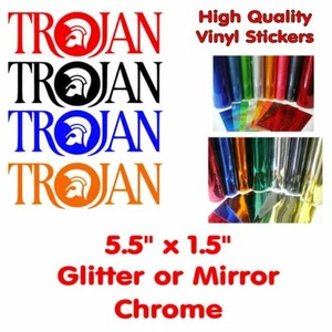 Trojan Vinyl Stickers 5.5 inches long Trojan stickers glitter flake/chrome - Picture 1 of 3