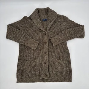 Polo Ralph Lauren Shawl Collar Cardigan Sweater Knit Size S Linen Cotton Brown - Picture 1 of 10