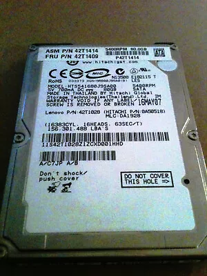 LENOVO HITACHI 80GB SATA DRIVES 2.5" - PN: 42T1414 - (OPEN BOX) - (NEW) - Image 1 of 2