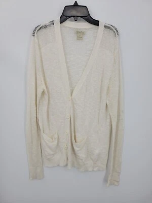 Cárdigan Suéter Lucky Band Para Mujer Mediano Marfil Transparente Tejido Abierto Cottagecore Foto 1 de 4