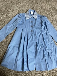 Vintage Kim Originals Girls Dress & Matching Coat Sz 7 Light Blue Embroidered - Picture 1 of 7