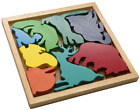 Kolorowe drewniane puzzle do układania zwierząt, gra koncentracyjna, rozmiar ok. 18 cm x 18 cm