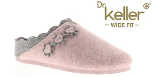 WOMENS DR KELELR PINK WIDE E FIT SLIPPERS LADIES COMFY MULES SIZE GIFT BOX - Picture 1 of 5