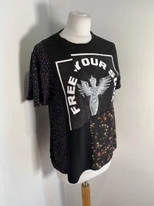 McQ Alexander McQueen graphic tee XXS VGC top tshirt logo patchwork floral - Picture 1 of 10