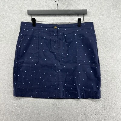 Saia Boden Feminina Tamanho 10 Azul Linha A Frente Plana Bolinhas Comprimento do Joelho - Imagem 1 de 4