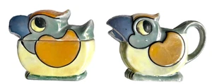 DE COLECCIÓN JAPÓN LORO PÁJARO AZUCARERO Y JARRA CREMA PINTADA A MANO ROPA DE BRILLO - Imagen 1 de 9