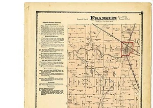 1874 Mapa de Franklin, Indiana, con apellidos, del Atlas del Condado de Randolph - Imagen 1 de 4