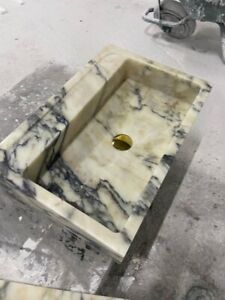 Calacatta Violet Marble sink, Wall Mount Marble Vanity