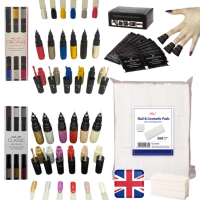NAIL ART BUNDLE KIT ✔️360 Wipes ✔️200 Nail Polish Remover Wraps ✔️6 Design Pens - Image 1 of 3