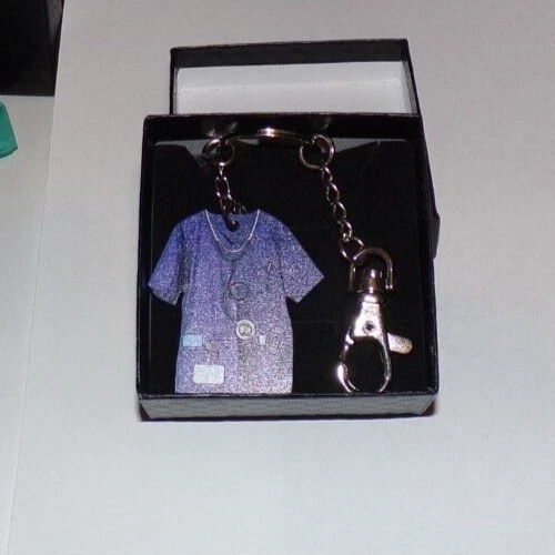 皇家蓝色医疗磨砂钥匙扣礼品盒医生护士定制姓名标签 — 第 1/1 张图片