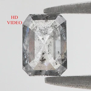 0.65 CT Natural Loose Emerald Cut Diamond 5.70 MM Salt And Pepper Diamond QL9579 - Picture 1 of 8