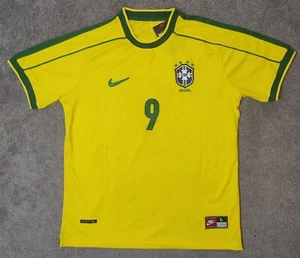 Ronaldo #9 Brazil 1998 Retro Rare Soccer Football Jersey Shirt Men's Size L - Picture 1 of 9