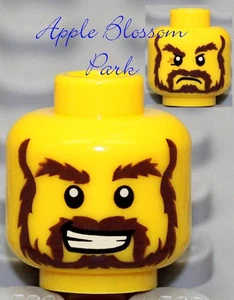 NUOVO LEGO Pirate MINIFIG TESTA Kingdoms Castle Knight King con baffi barba marrone - Foto 1 di 1