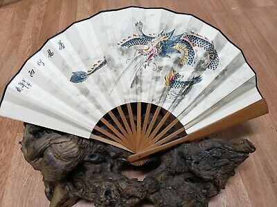 Antique Chinese Fan Painting & Calligraphy Signed  • 70.82$