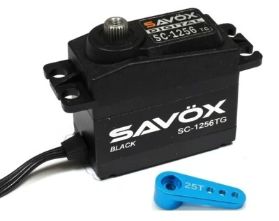 Savox High Torque Titanium Digital Lenkservo SC-1256TG schwarz mit Servohupe - Bild 1 von 2
