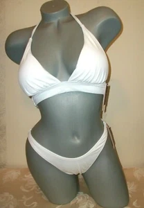 NWT Victoria Secret S White Plunge Halter High Leg Cheeky Swimsuit Bikini  - Picture 1 of 7