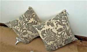 Set Of 2 Brushed Fabric Pillows 18" x 18" Golden Cream/Brown Dorset TradeAm, INC - Picture 1 of 6