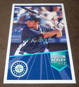 DUSTIN ACKLEY AUTO SIGNED SEATTLE MARINERS PROMO PHOTO CARD - Picture 1 of 1