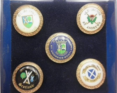 NUEVO Juego de 5 marcadores de pelotas de golf St. Andrews Collection - Harrods Knight Bridge Foto 1 de 4