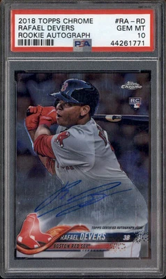 2018 Topps Chrome novato autógrafo #RA-RD Rafael Devers controle remoto automático PSA 10 - Imagem 1 de 2
