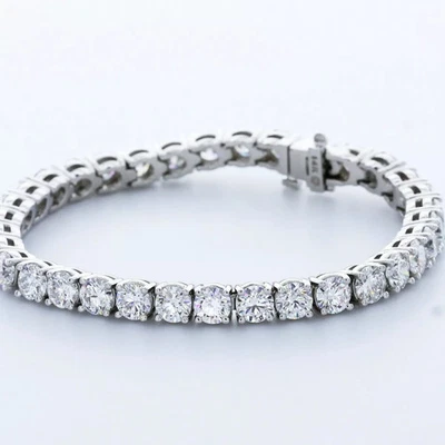 Brazalete Tenis Oro Blanco 14K Sólido 16.25 Quilates Redondo Diamante Cultivado en Laboratorio E VVS2 Foto 1 de 4