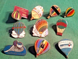 Vintage 1970's-90s Lot Of 10 Hot Air Balloon Festival Racing Lapel Hat Pins - Picture 1 of 8